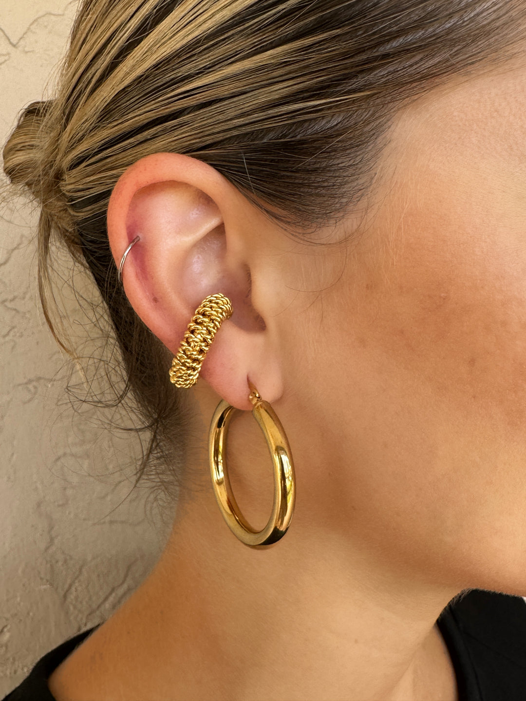 Gold Textured Woven Ear Cuff