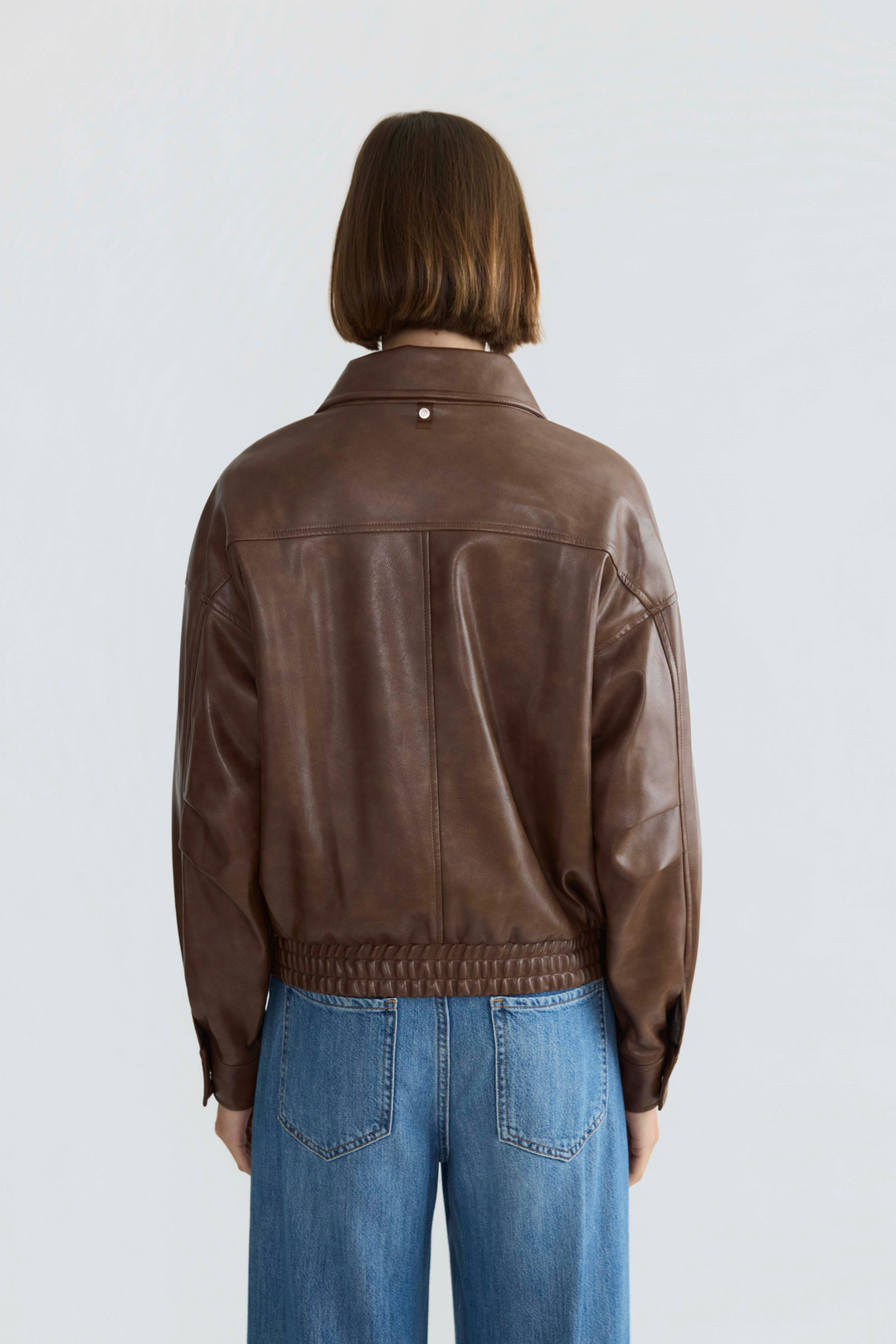 Adroit Atelier Dallas Moto Vegan Leather Jacket in Chestnut available at Barbara Katz