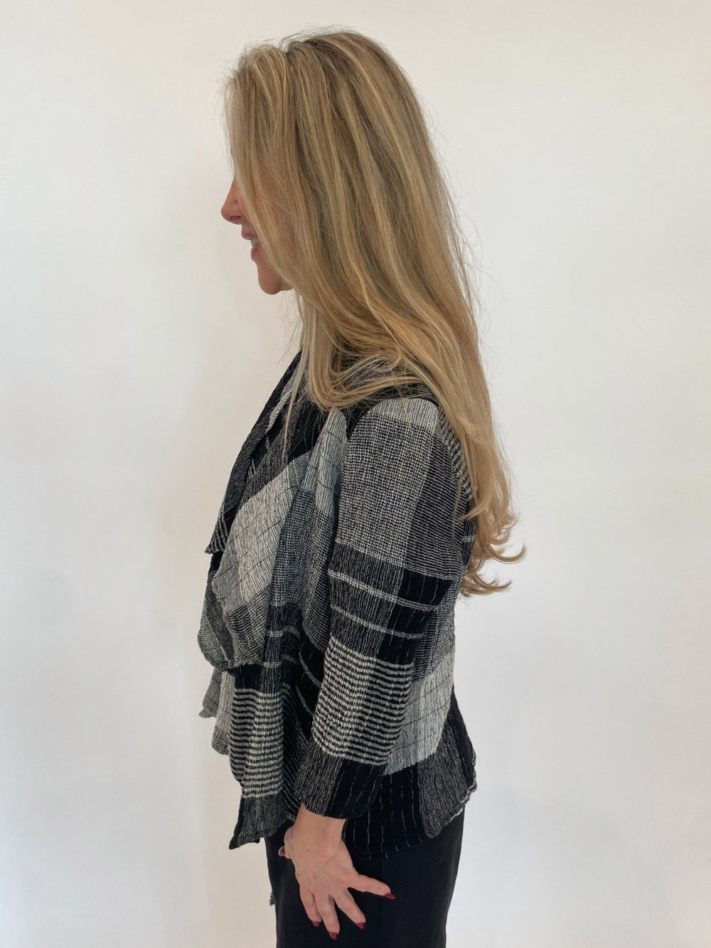 Chalet et Ceci Mina Linen Plaid Jacket in Black available at Barbara Katz