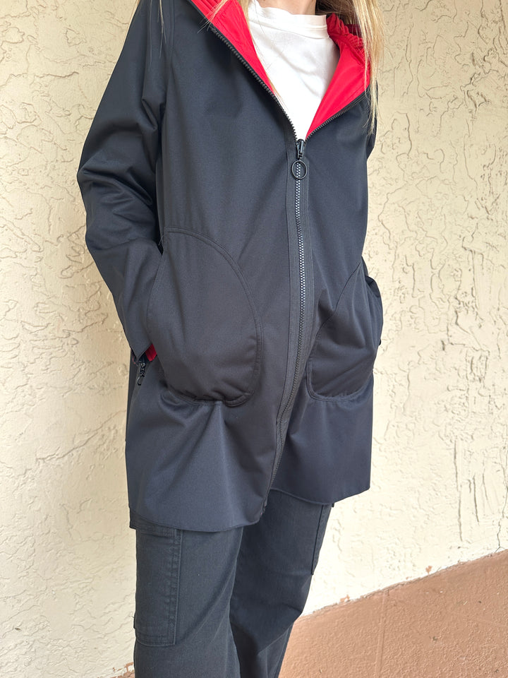 UBU Zip Front Pleated Hood Reversible Jacket