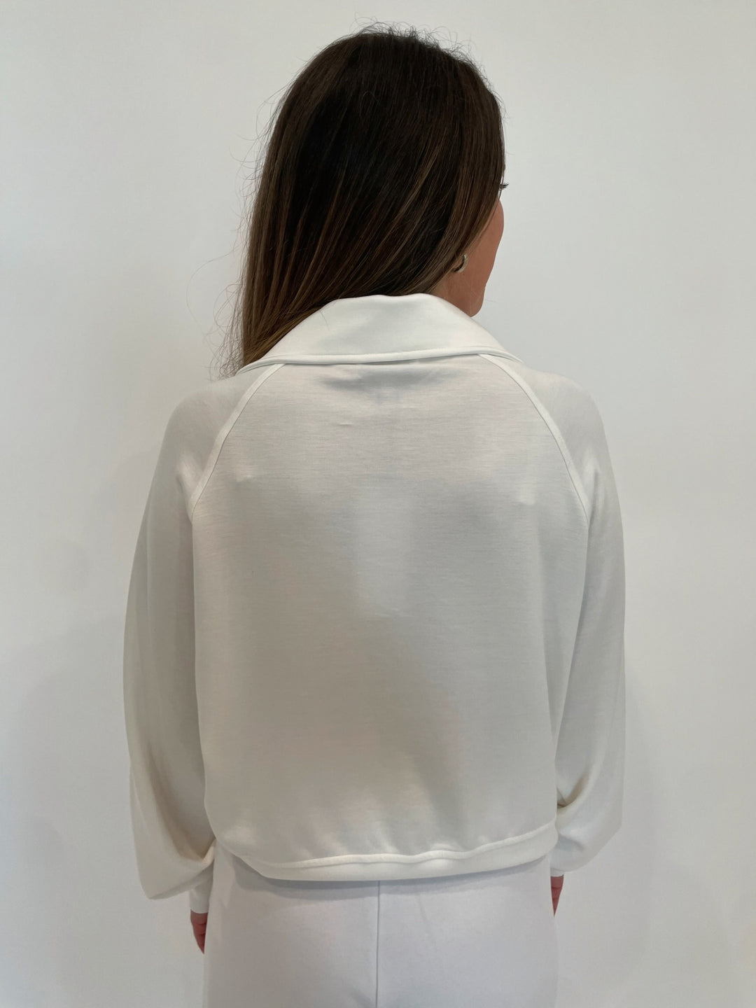 BK Nina Half-Zip Sweatshirt in White available at Barbara Katz