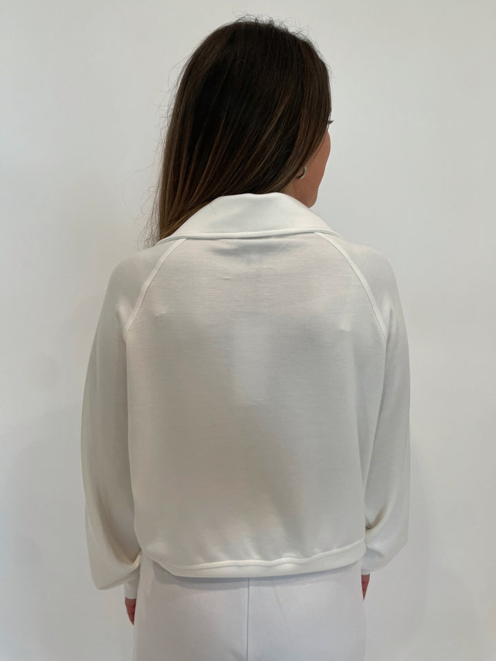 BK Nina Half-Zip Sweatshirt in White available at Barbara Katz