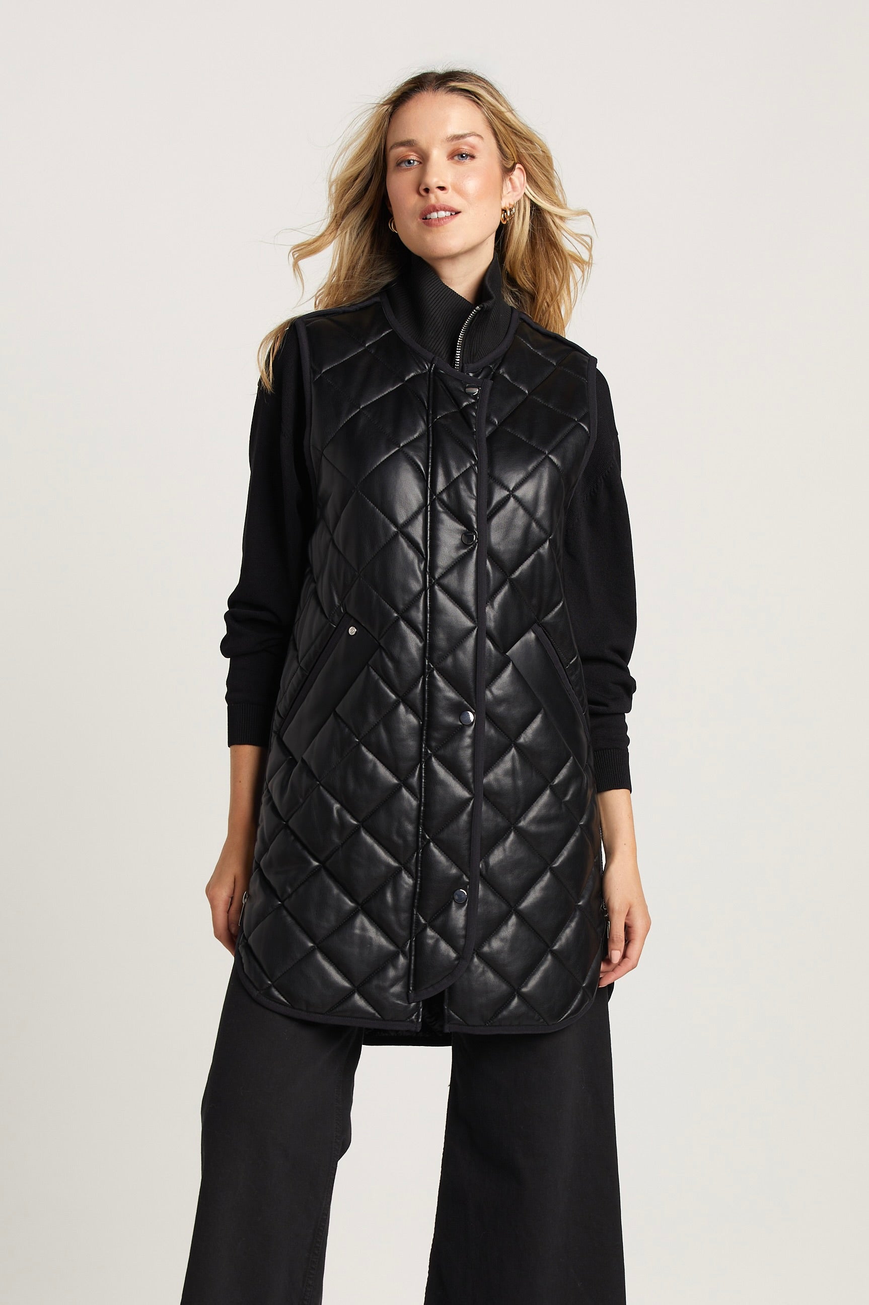 Adroit Atelier Destiny Sleeveless Quilted Vest With Side Zipper