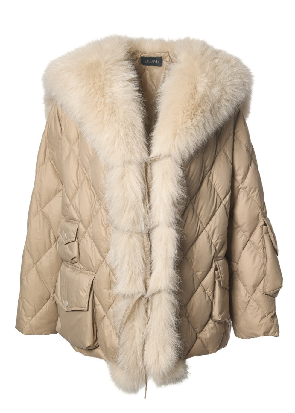 Diomi Short Down Jacket With Sailor Fox Collar in Cream available at Barbara Katz