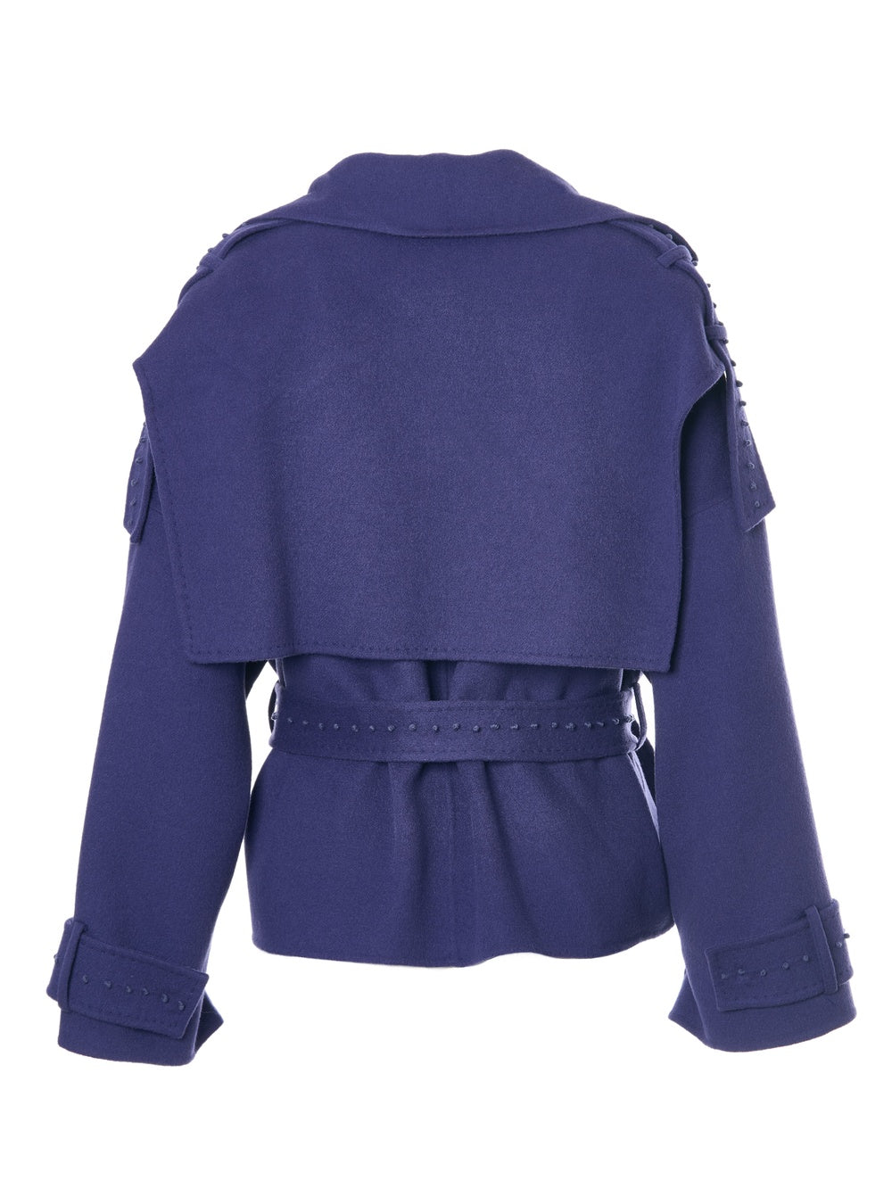 EMBROIDERED SHORT TRENCH IN SPECT BLUE