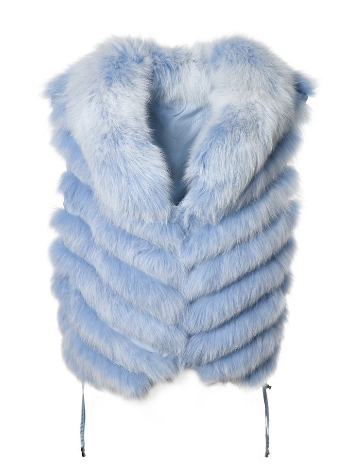 SILK REVERSIBLE SHORT VEST SOFT CHAMBRAY