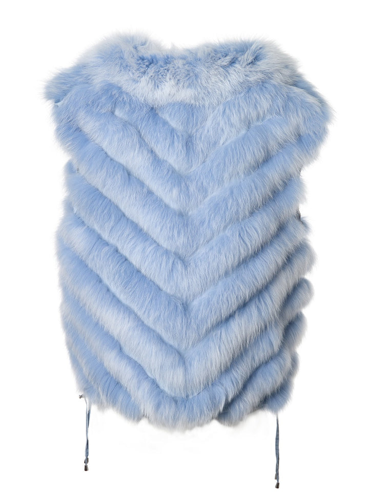 SILK REVERSIBLE SHORT VEST SOFT CHAMBRAY