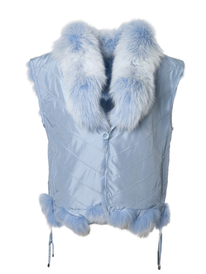SILK REVERSIBLE SHORT VEST SOFT CHAMBRAY