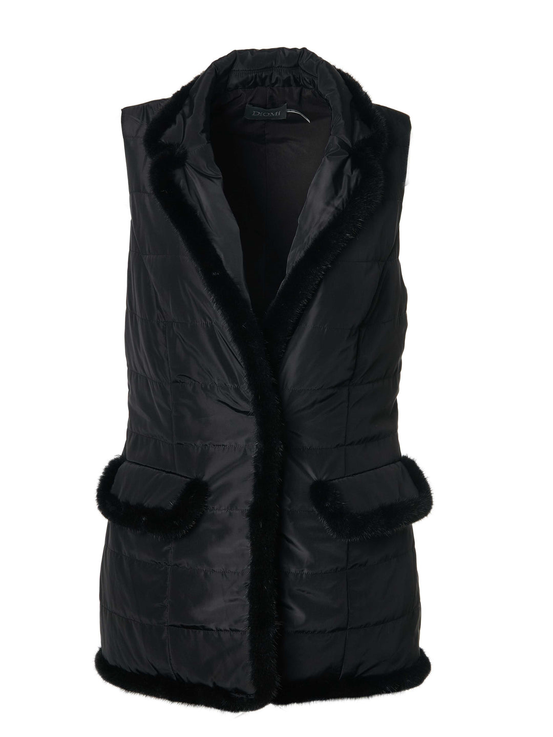 Diomi Mink Nylon Vest in Black available at Barbara Katz