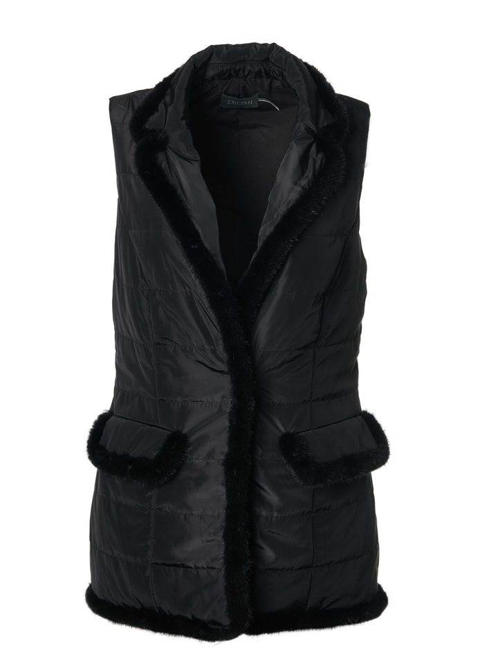 Diomi Mink Nylon Vest in Black available at Barbara Katz