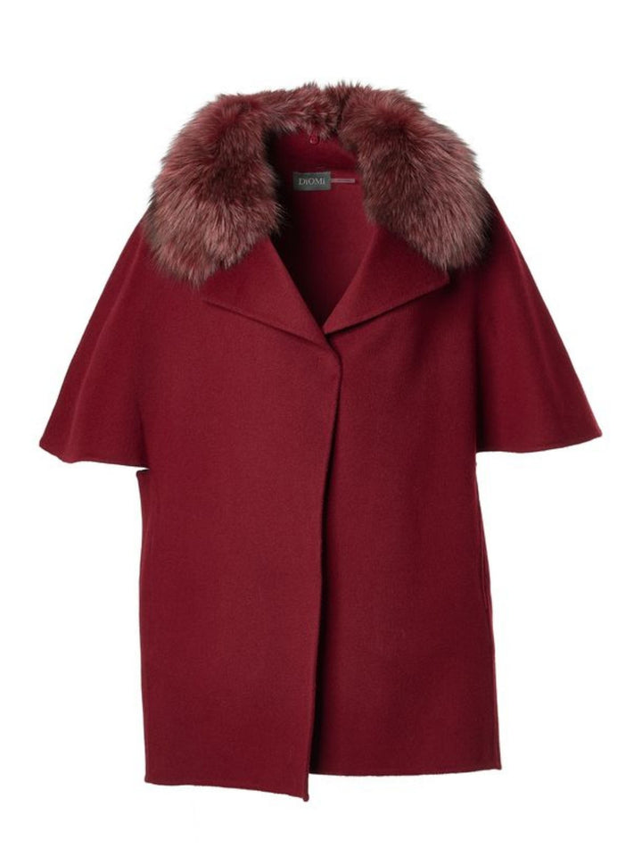 Cashmere Wool Jacket with Fox Fur in Tibetan Red
