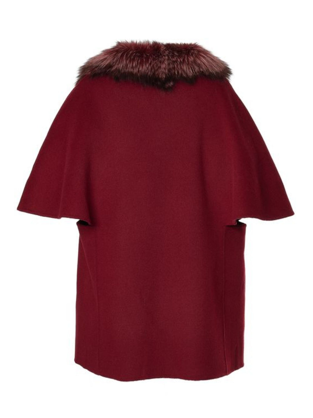 Cashmere Wool Jacket with Fox Fur in Tibetan Red