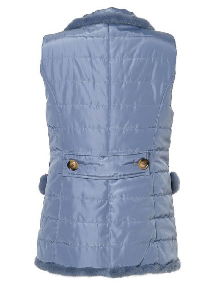 Quilted Vest with Mink in Beau Blue