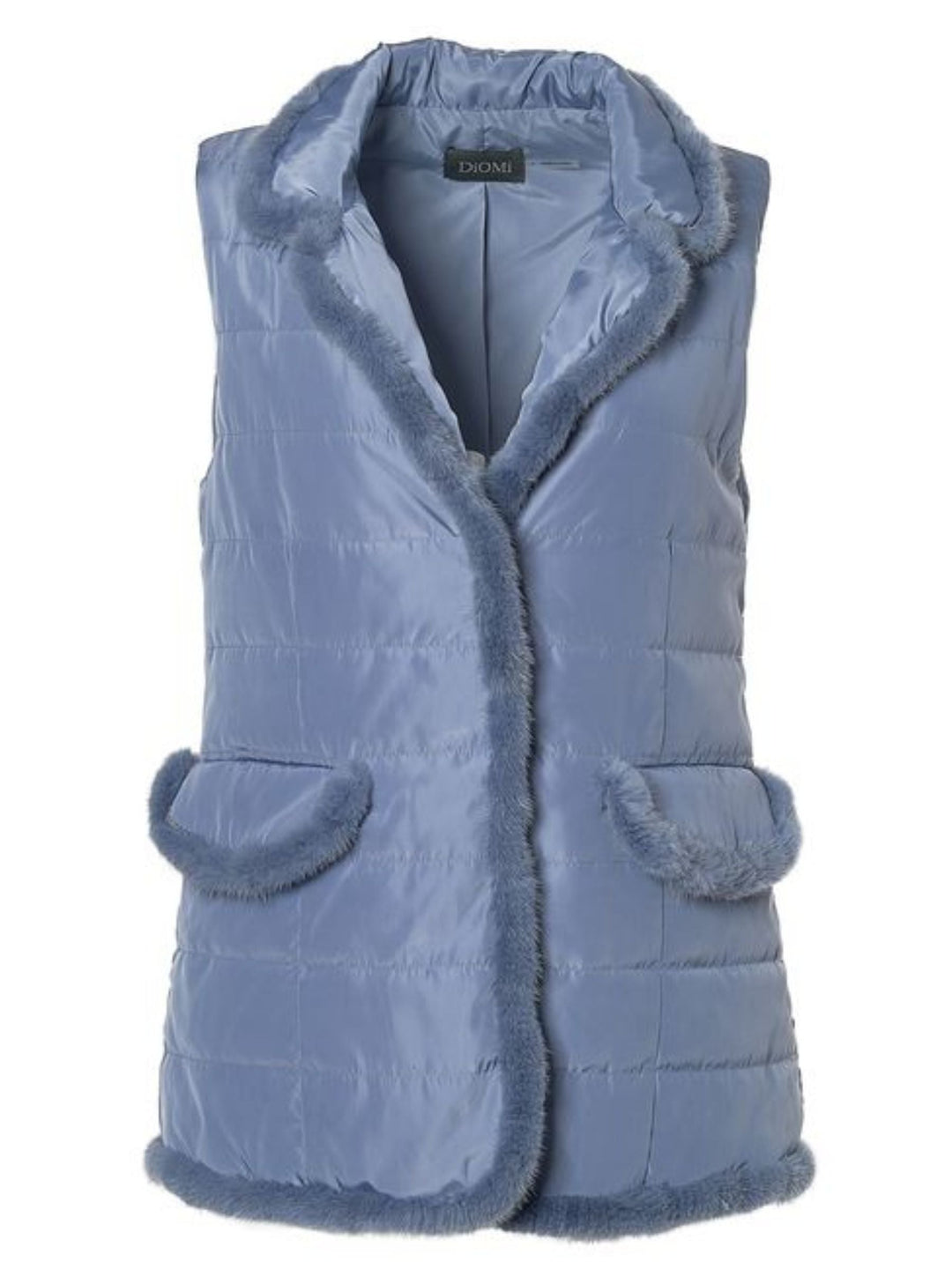 Quilted Vest with Mink in Beau Blue