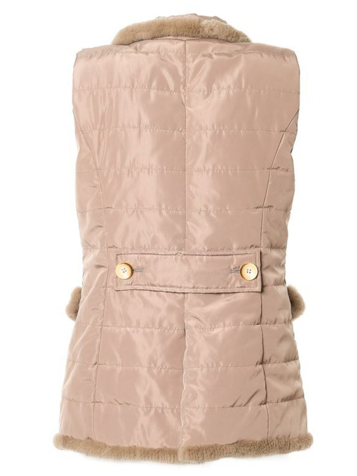Quilted Vest with Mink in Irish Cream