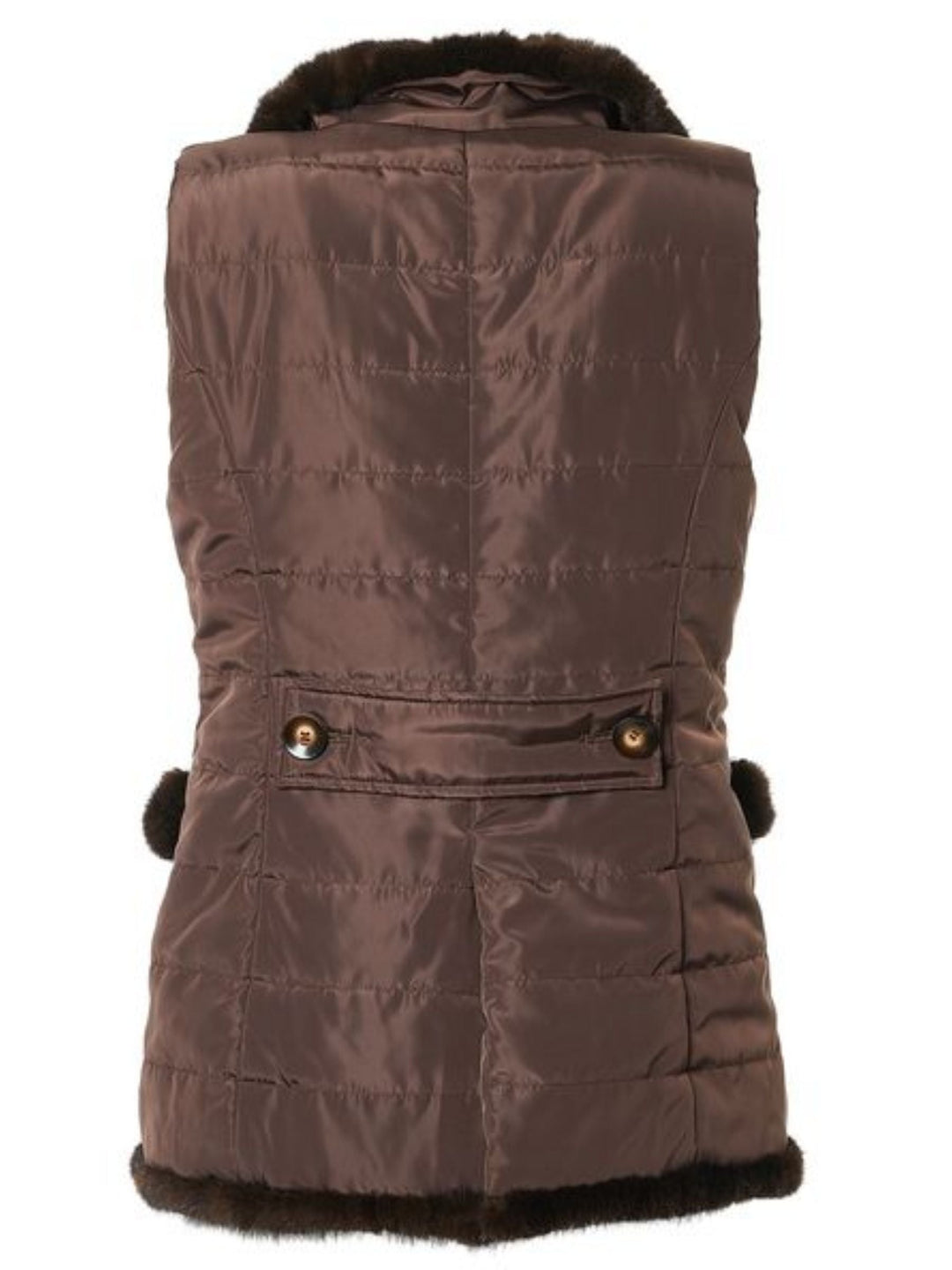 Quilted Vest with Mink in Chocolate
