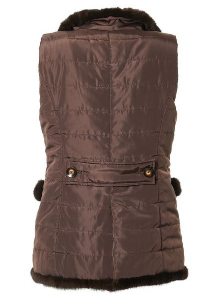 Quilted Vest with Mink in Chocolate