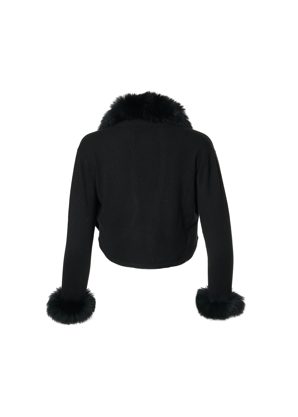 Cashmere Bolero with Fox Fur Trim Black