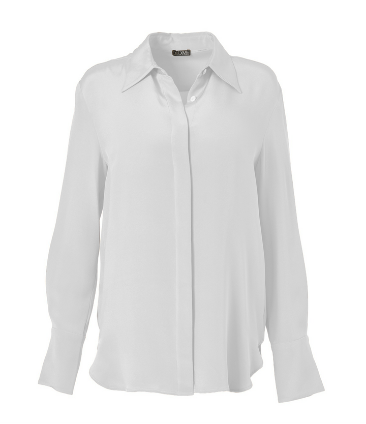 Diomi Half Button Isla Blouse in White available at Barbara Katz