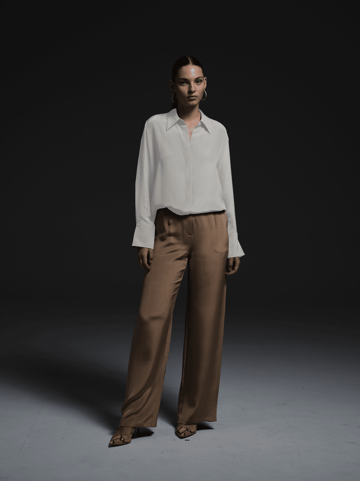 Diomi Half Button Isla Blouse in White available at Barbara Katz
