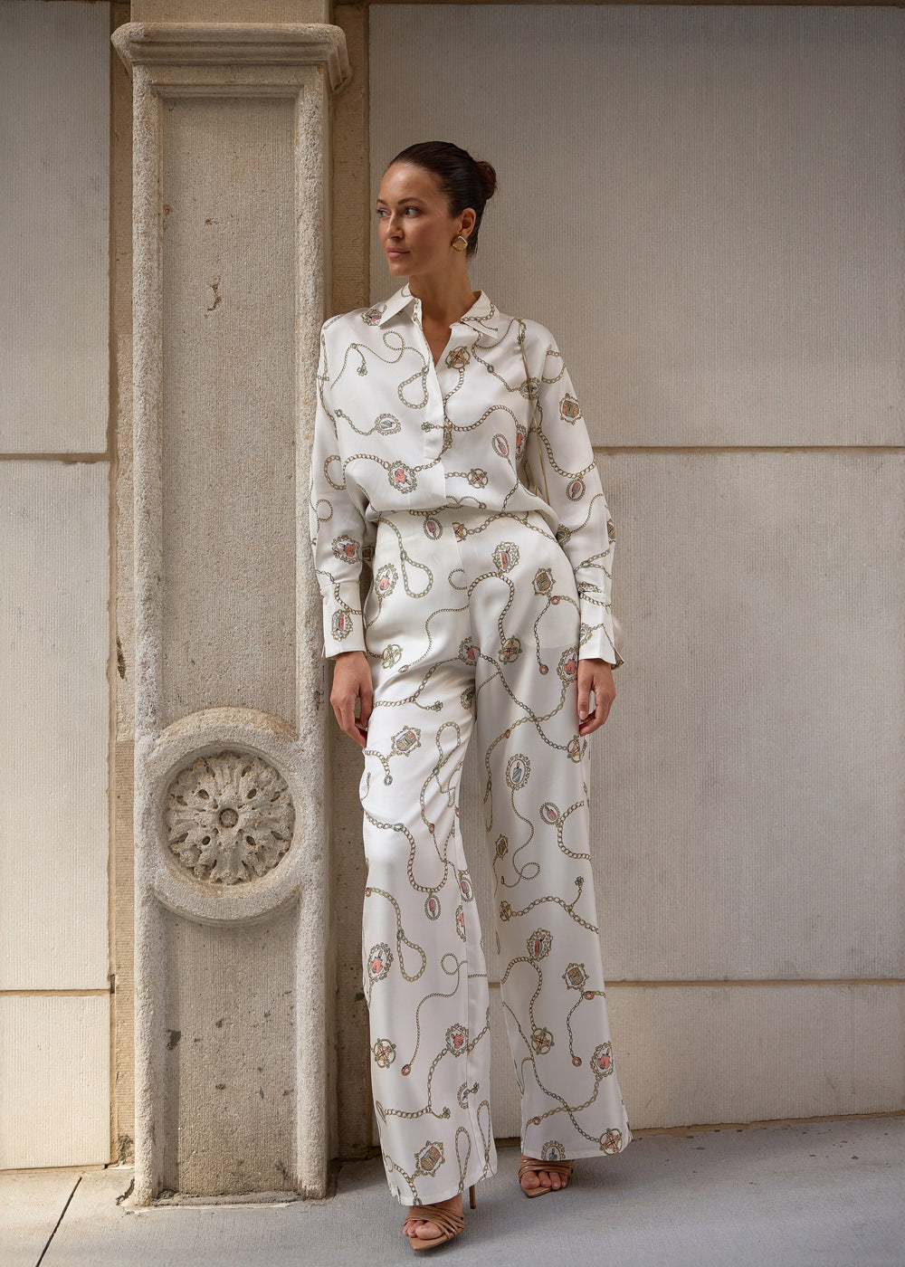 Diomi Full Cut Button Down Blouse - Summer Charm Print available at Barbara Katz
