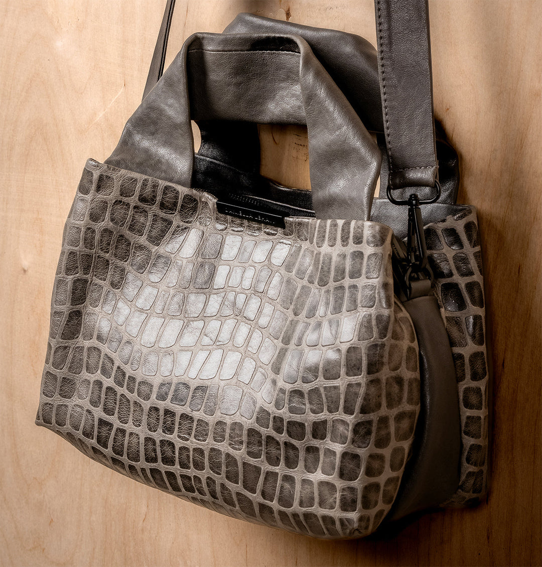 Daniella Lehavi Mosaic Eveline Medium Satchel in Grey available at Barbara Katz