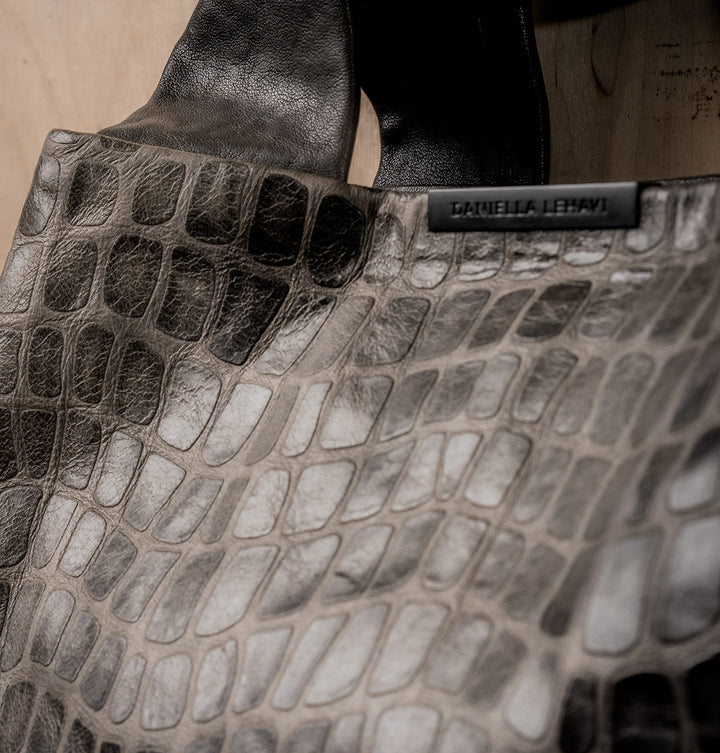 Daniella Lehavi Mosaic Eveline Medium Satchel in Grey available at Barbara Katz
