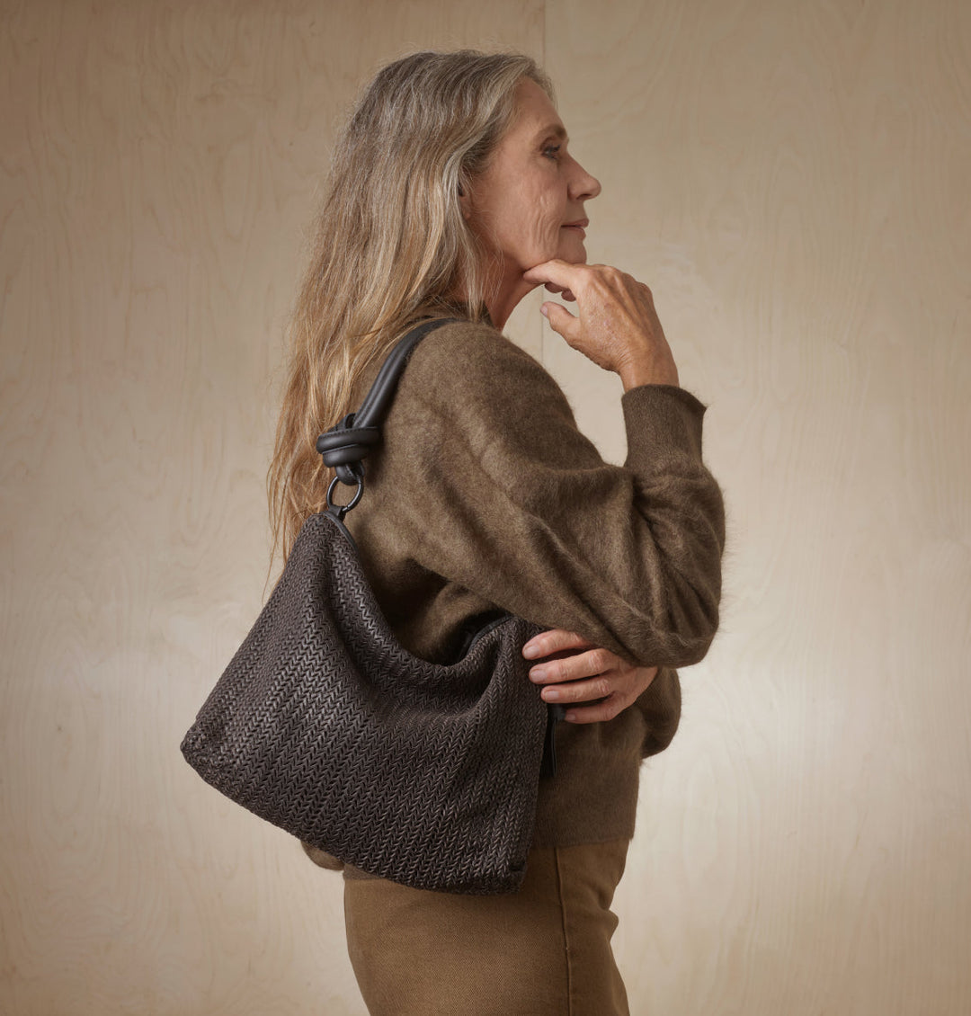 Daniella Lehavi Dallas Contour Shoulder Bag in Charcoal available at Barbara Katz