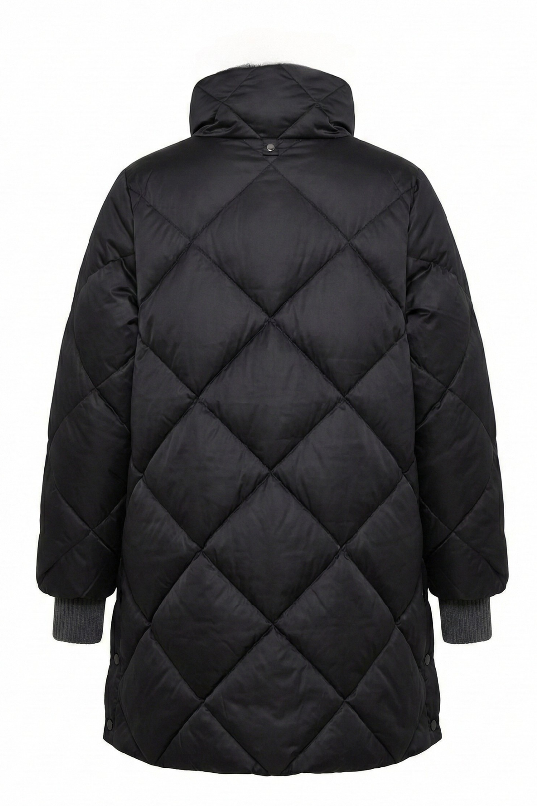 Adroit Atelier Dana High Collar Diamond Quilted Down Coat in Black available at Barbara Katz