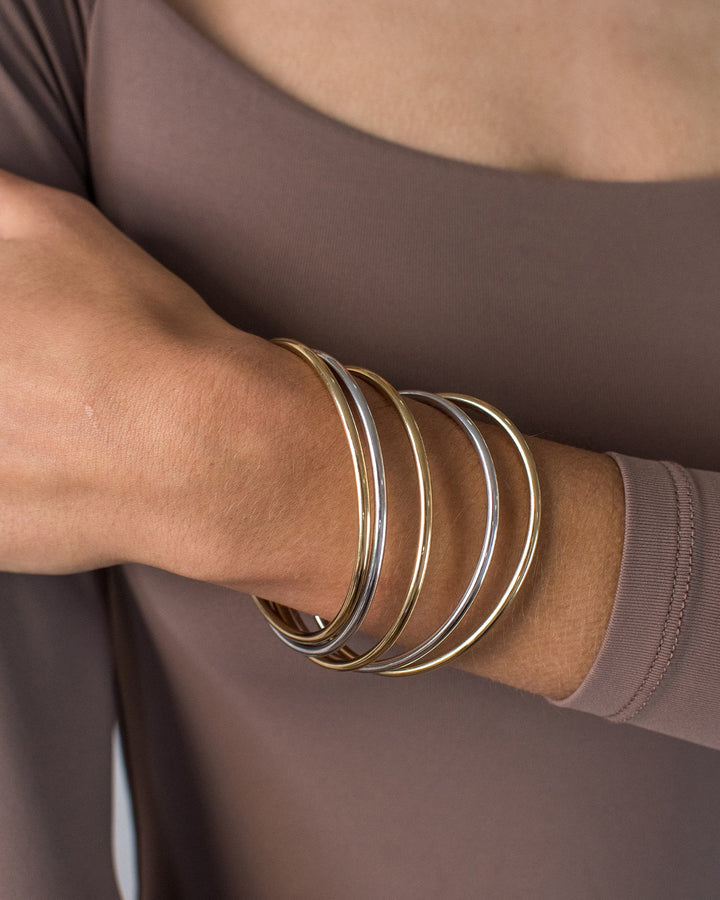 Jenny Bird Dane Bangle Set 5-Pack - Two-Tone 7" available at Barbara Katz