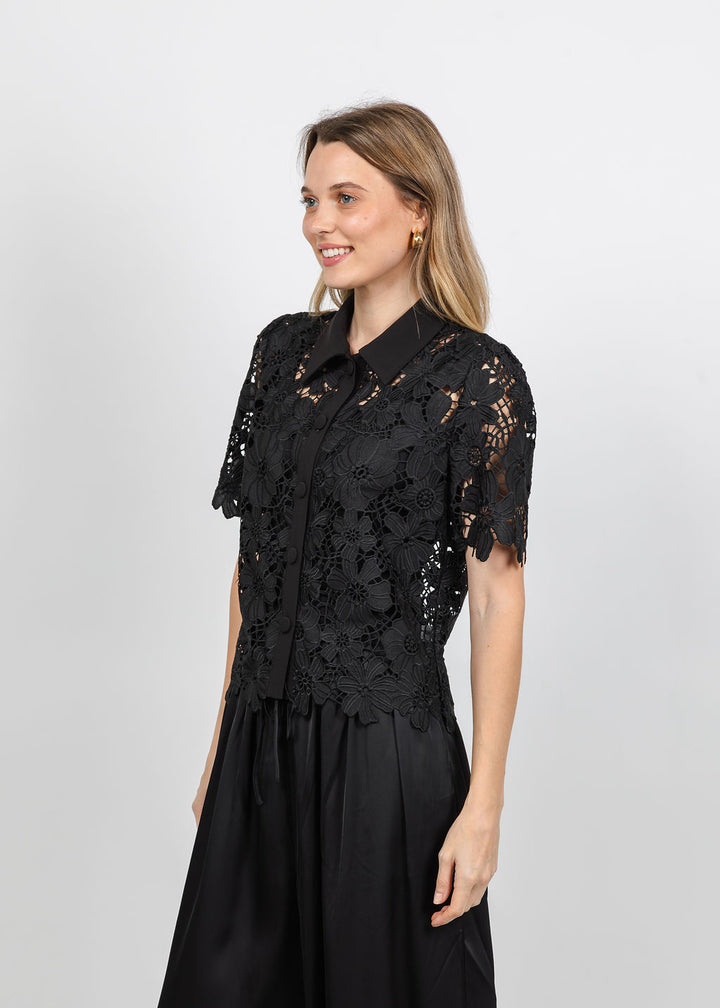 Dani Parker The Dani Lace Top in Black available at Barbara Katz