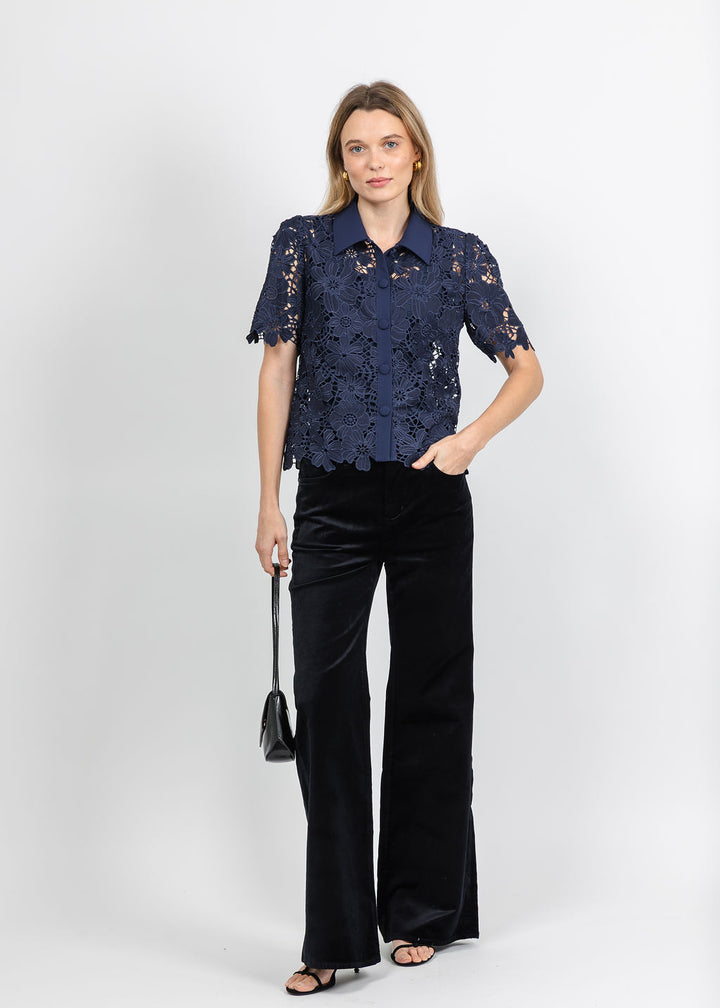 Dani Parker The Dani Lace Top in Navy paired with Citizens of Humanity Kimberly 70&