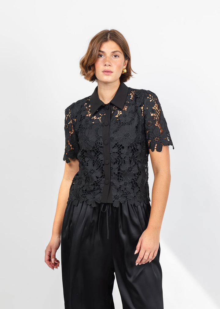 Dani Parker The Dani Lace Top in Black available at Barbara Katz