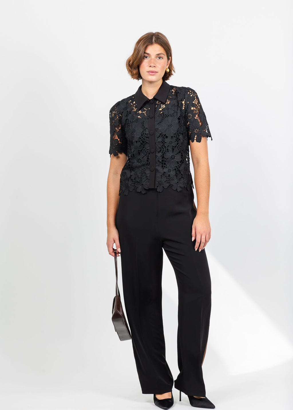 Dani Parker The Dani Lace Top in Black available at Barbara Katz