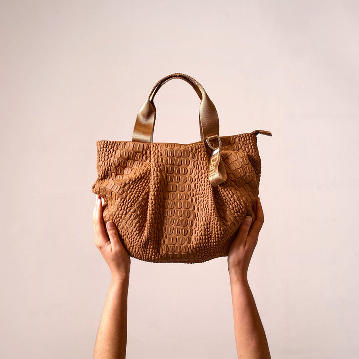 Dani Vegan Daniella Lehavi Tokyo Satchel Bag in Caramel available at Barbara Katz