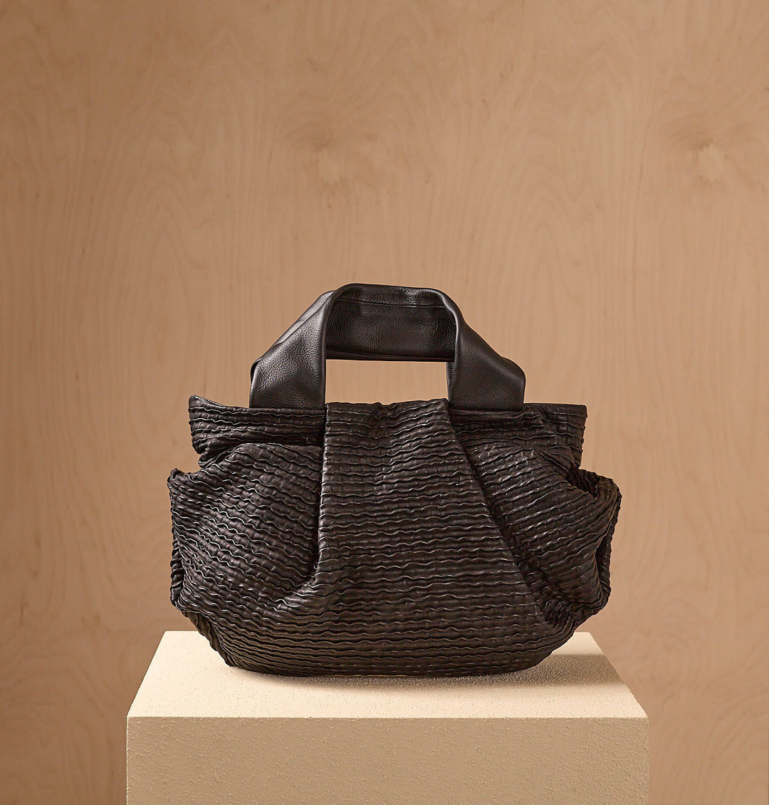 Daniella Lehavi Bali Satchel Bag in Wavy Black available at Barbara Katz