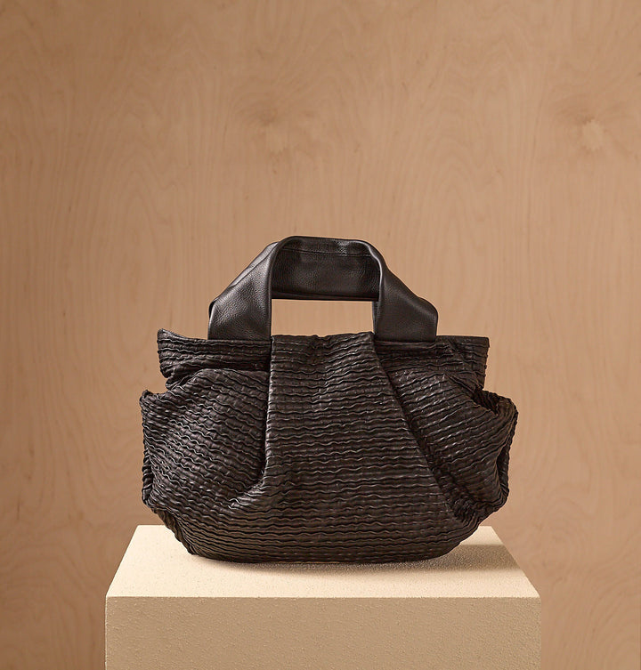 Daniella Lehavi Bali Satchel Bag in Wavy Black available at Barbara Katz