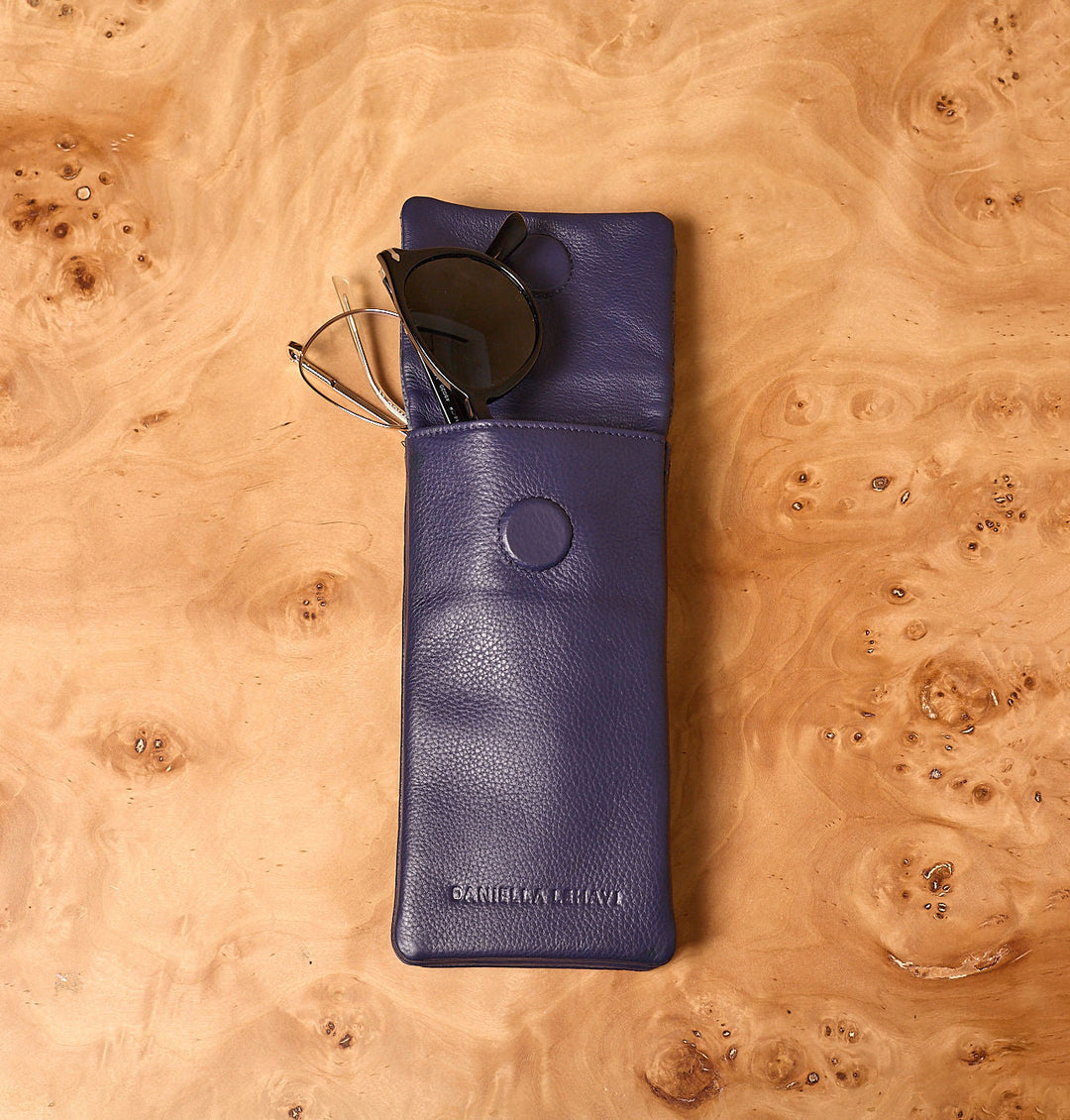 Daniella Lehavi Iris Double Glasses Case in Cloudy Navy available at Barbara Katz
