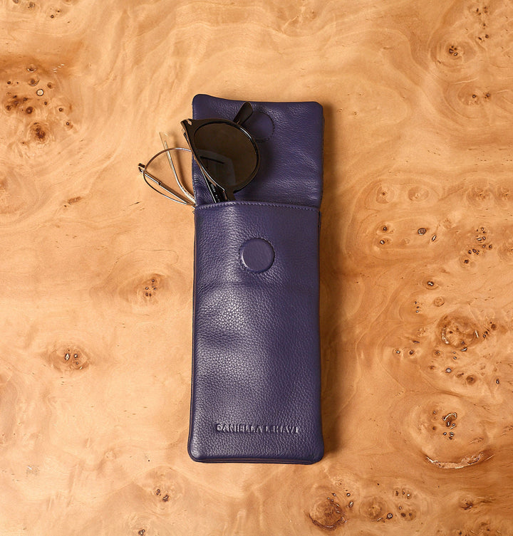 Daniella Lehavi Iris Double Glasses Case in Cloudy Navy available at Barbara Katz