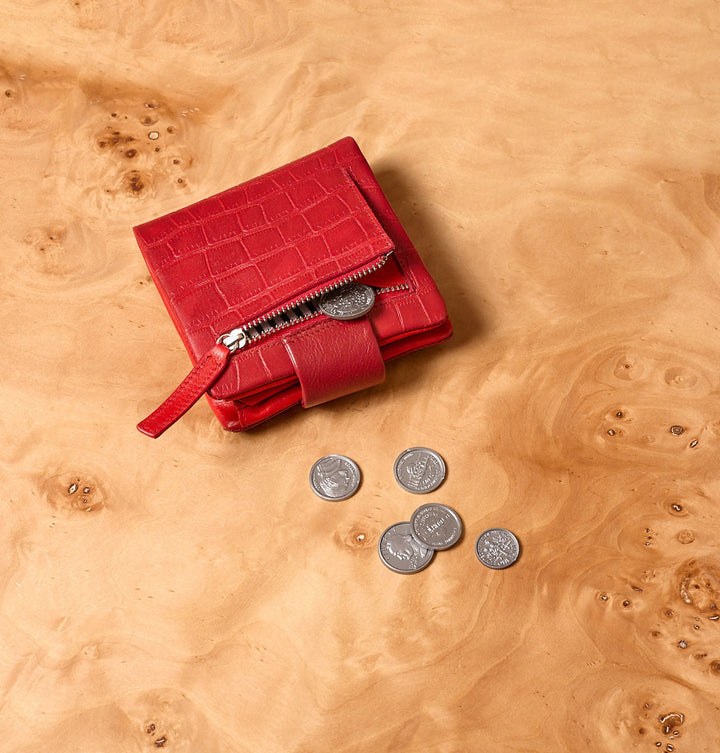 Daniella Lehavi Frida Medium Wallet in Red Croco available at Barbara Katz