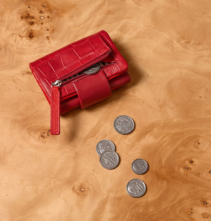 Daniella Lehavi Frida Small Wallet in Red Croco available at Barbara Katz