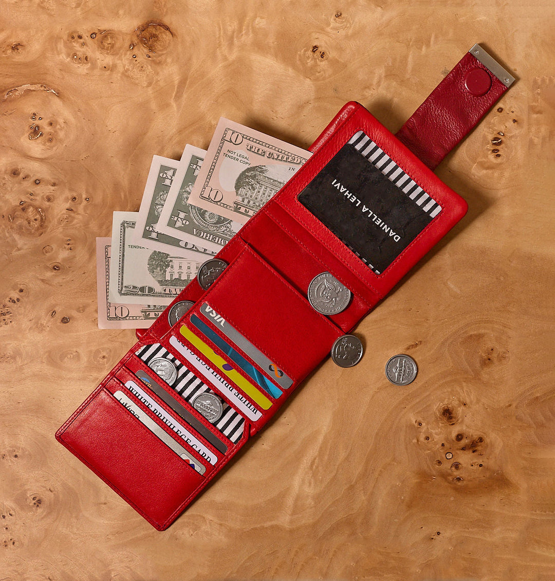 Daniella Lehavi Frida Medium Wallet in Red Croco available at Barbara Katz