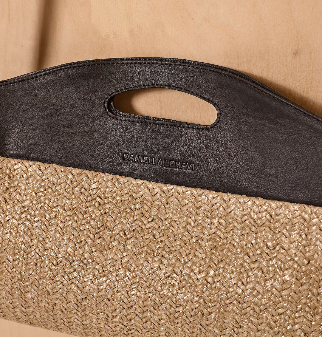 Daniella Lehavi Ocean Maxi Clutch Bag in Sand Straw available at Barbara Katz