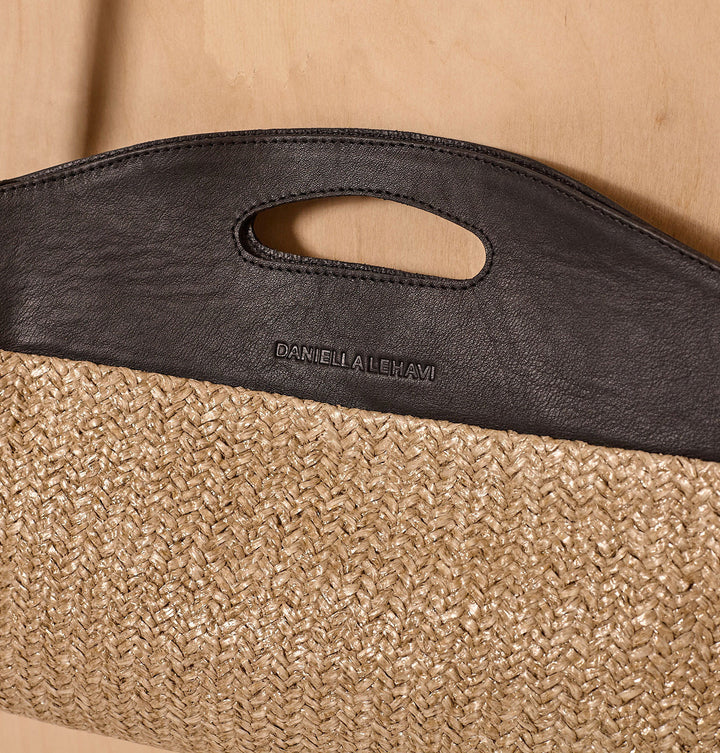 Daniella Lehavi Ocean Maxi Clutch Bag in Sand Straw available at Barbara Katz