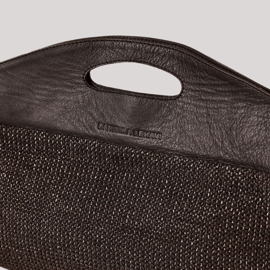 Daniella Lehavi Ocean Maxi Clutch in Black Straw available at Barbara Katz