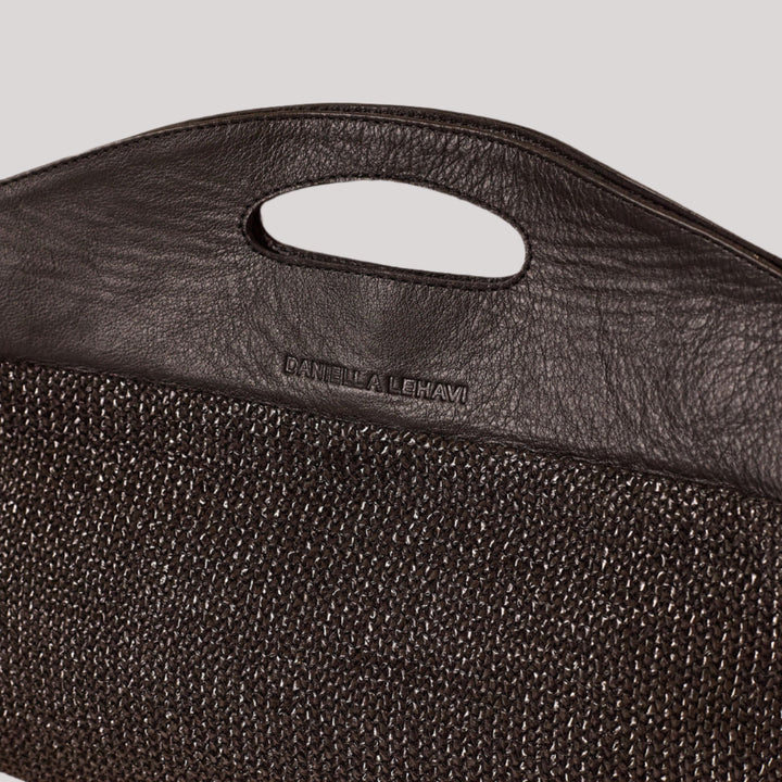 Daniella Lehavi Ocean Maxi Clutch in Black Straw available at Barbara Katz
