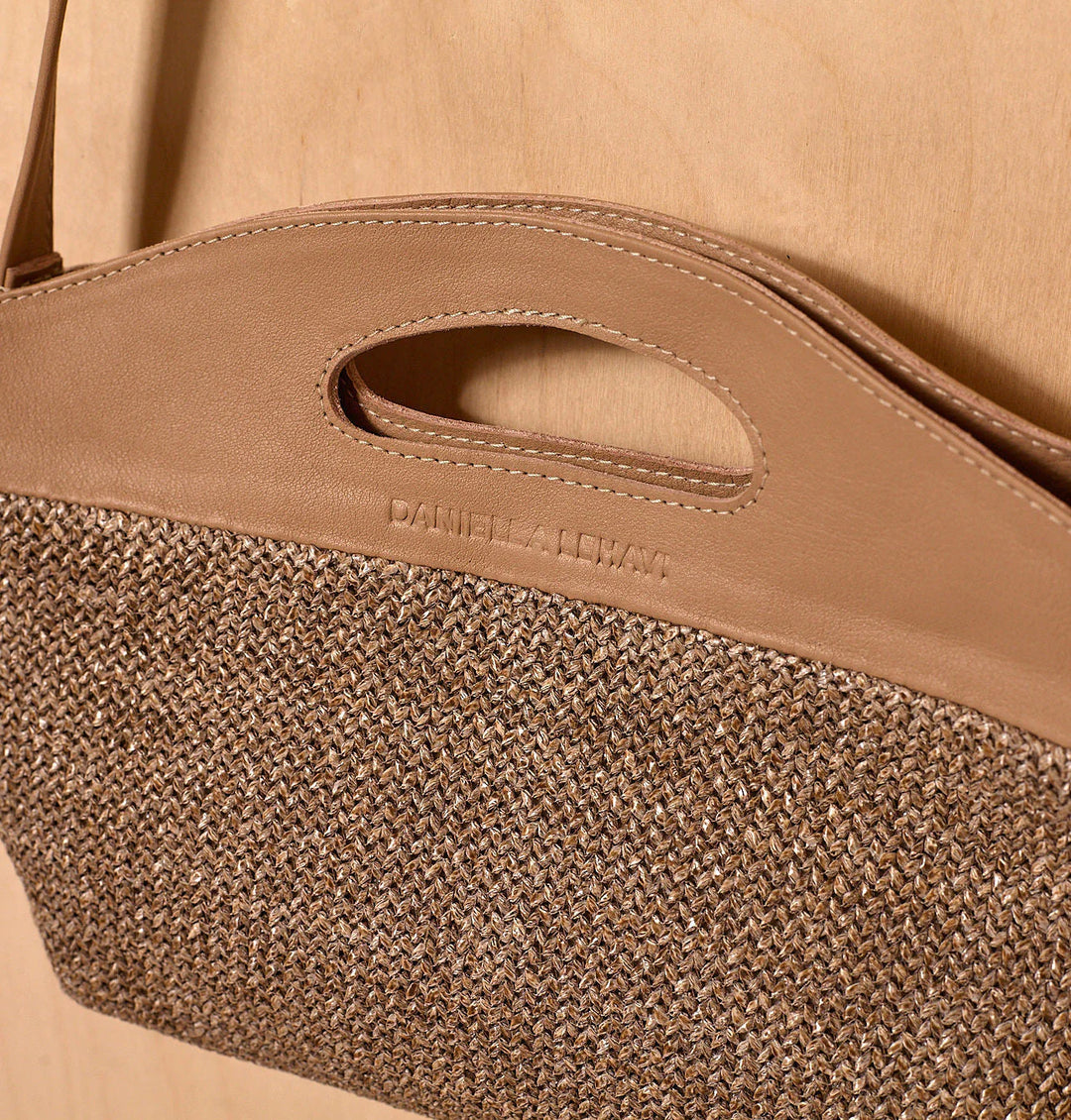 Daniella Lehavi Ocean Clutch Bag in Mocca Straw available at Barbara Katz