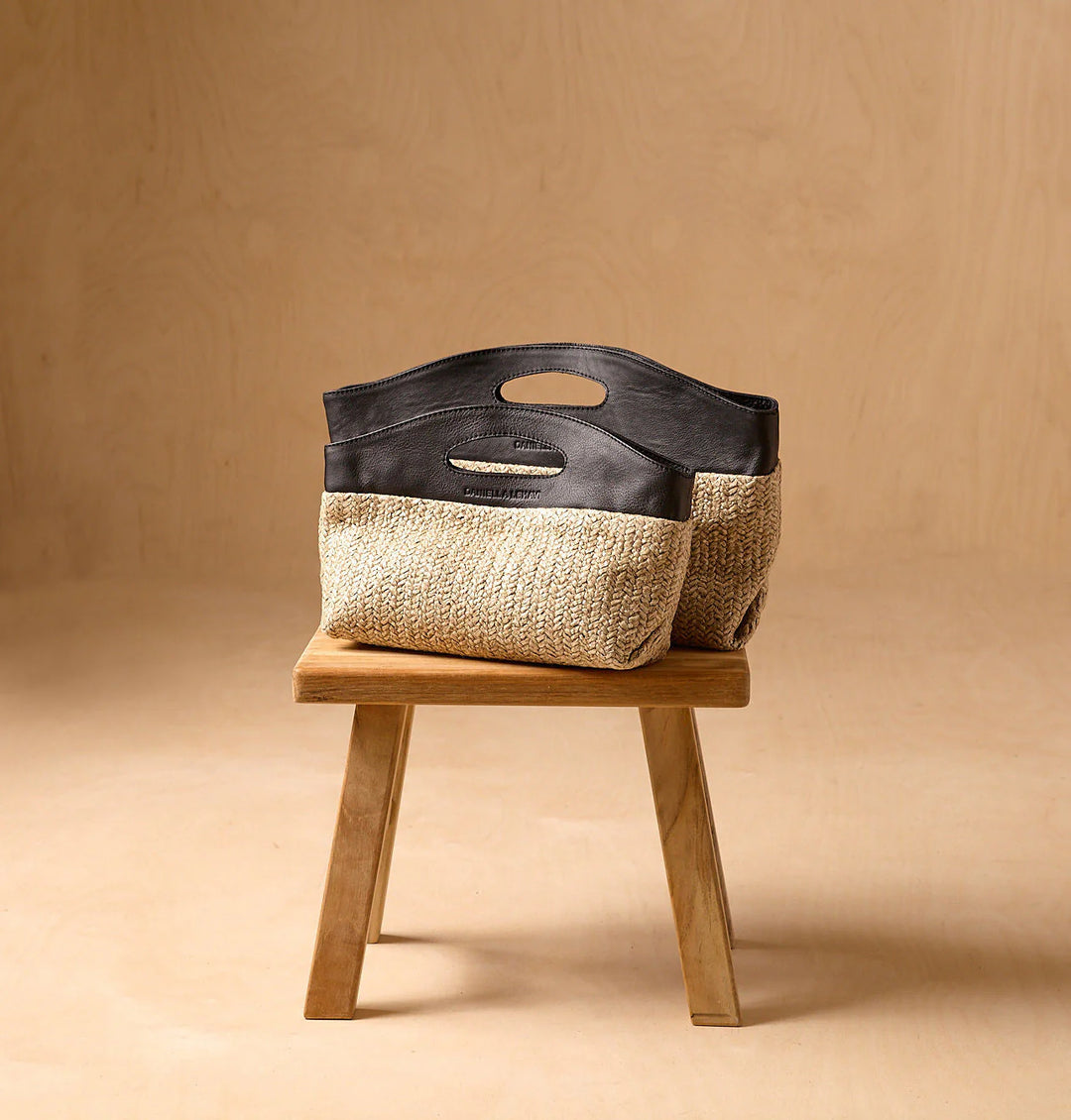 Daniella Lehavi Ocean Maxi Clutch Bag in Sand Straw available at Barbara Katz