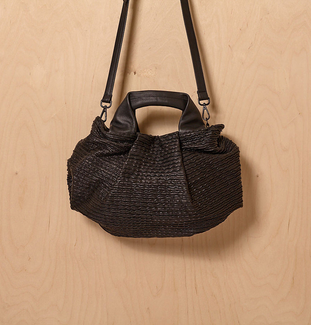 Daniella Lehavi Bali Satchel Bag in Wavy Black available at Barbara Katz