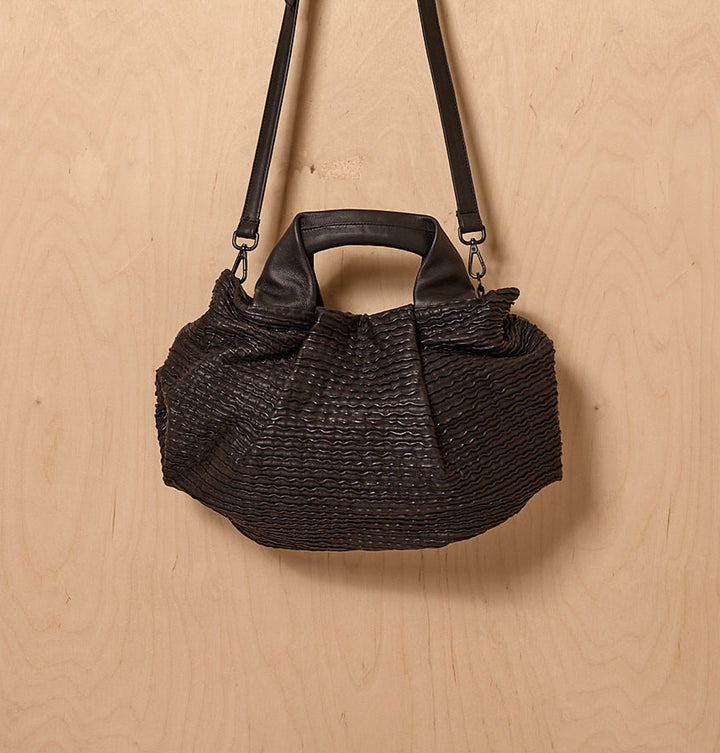 Daniella Lehavi Bali Satchel Bag in Wavy Black available at Barbara Katz